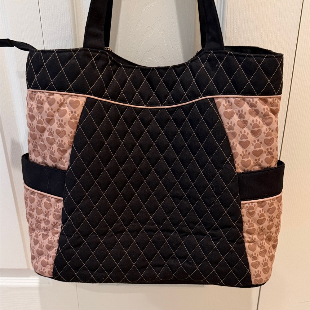 Bradford Exchange Cavalier King Charles Quilted Tote Bag Paw Prints on My Heart - Picture 4 of 9
